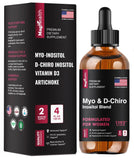Myo-Inositol & D-Chiro Inositol Supplement Liquid - 40:1 Ratio - 60-Day Supply - Fertility Supplements for Women to Regulate Menstrual Cycle, Support Hormone Balance, Ovarian Health & PCOS Relief