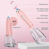 Water Dental Flosser Teeth Cleaner Pick, H2ofloss Cordless Portable Oral Irrigator,5 Mode IPX7 Waterproof Teeth Picks 300ML Rechargeable WaterFlosser for Home Travel (Pink)