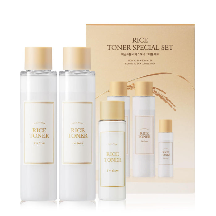 I'm From Rice Toner Special Set 11.15 Fl Oz, Limited Edition, Hydrating for Dry Skin, Vegan, Alcohol Free, Fragrance Free, Peta Approved, K Beauty Toner, Gift Set for Women