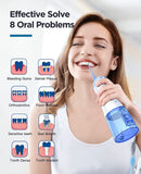 Water Dental Flosser Cordless for Teeth Cleaner,4 Modes 5 Jet Tips Dental Oral Irrigator,Rechargeable IPX7 Waterproof,Portable Teeth Cleaning Pick for Home Trave(White)