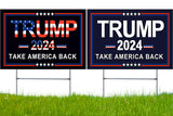 Trump Yard Signs 2024 with H-Stakes, 16" x 12" Double Sided Trump Yard Signs, Trump Take America Back Signs, Placard Voted for Trump Outdoor Lawn Yard Garden Decoration, 2 Pack