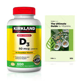 Kirkland Signature Extra Strength D3 50 mcg, 600 Softgels + Exclusive VitaMax Vitamin Guide - 2 Items