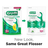 GUM Professional Clean Floss Picks - Extra Strong Shred-Resistant Floss, Easy Grip Handle - Dental Flossers for Adults - Fresh Mint Flavor, 150ct (4pk)