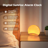 REACHER Natural Wood Grain Sound Machine Sunrise Alarm Clock，26 Nature Inspired Sleeping Sounds, 0-100% Dimmable Clock, Night Light,Brown/Pink/White Noise Sound Machine for Babys, Kids, Adults