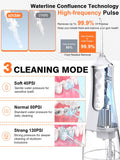 Water Dental Flosser Tools for Teeth Rechargeable Portable Water Flosser Dental Oral Irrigator Cleaning Cordless with Tongue Scraper Travel Bag Waterproof (White)