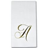 Gift Boutique 100 Gold Monogram Guest Napkins Letter A Disposable Paper Pack Elegant Metallic Golden Foil Dinner Hand Napkin for Bathroom Powder Room Wedding Holiday Baby Shower Decorative Towels