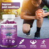 Healtionist 3000mg Glucosamine Chondroitin Gummies with MSM & Elderberry - Extra Strength Joint Health, Flexibility, Antioxidant Immune Support Supplement Gummy for Adults, Men & Women 60 Counts