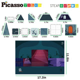 PicassoTiles 57pc Haunted House Theme Magnet Tile Building Blocks 8 Action Figures Magnetic Construction Toy Double Sided Printing Education STEM Learning Playset Halloween Adventure Kid Ages 3+ PTQ03