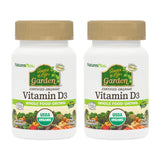 Natures Plus Source of Life Garden Vitamin D3-60 Vegan Capsules, Pack of 2 - Immune System Support - Certified Organic, Non-GMO, Gluten Free - 60 Total Servings