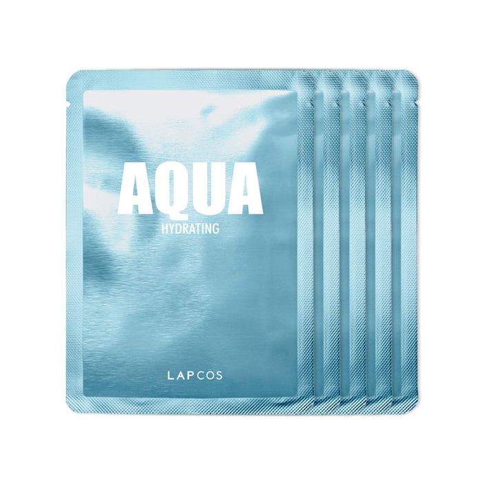 LAPCOS Aqua Sheet Mask, Hydrating Daily Face Mask with Seawater and Plankton Extract to Nourish Skin, Korean Beauty Favorite, 5-Pack