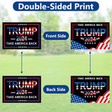 Trump 2024 Yard Signs, 2PCS 16" X 12" Trump 2024 Take America Back Yard Signs for Garden with Heavy Duty Metal H-Frames Double Sided Placard Voted For Trump Signs