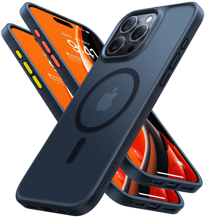 TORRAS Stronger Magnetic & Shockproof for iPhone 16 Pro Case, Military Grade Drop Protection, Compatible with MagSafe, Case for iPhone 16 Pro Case Slim, Silicone Anti-Scratch, Translucent Matte Black