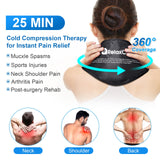 Neck Ice Pack Wrap, RelaxCoo Reusable Gel Ice Pack for Neck Shoulders, Cold Compress Therapy for Pain Relief, Injuries, Swelling, Bruises, Sprains, Inflammation and Cervical Surgery Recovery