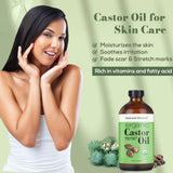 Natural Riches Organic Castor Oil Cold pressed Glass Bottle USDA certified for Dry Skin Hair Loss Dandruff Thicker Hair - Moisturizes heals Scalp Skin Thicker Eyelashes Eyebrows 8 fl oz