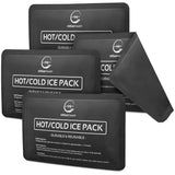 4 Pack Reusable Ice Packs for Injuries - Soft Ice Pack with Velvet Soft Fleece Fabric | Flexible Hot and Cold Gel Ice Pack Set- Cold Packs for Injuries, Knee, Back, Neck Pain - 10 x 6, Black