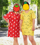 Goodstoworld Women Pineapple Dress Funny Halloween T Shirts Yellow Fruit Short Sleeve Costumes Best Friend Female All Hallows Day Funny Outfit Top Tees Cute Print Loose Swing Dress