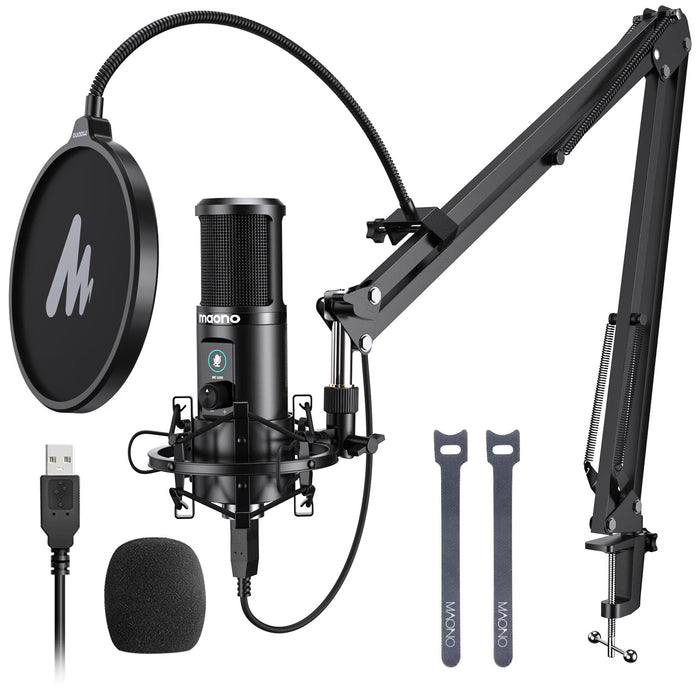 MAONO USB Microphone, Professional Condenser Computer PC Mic with One-Touch Mute, Gain Control for Podcast, Recording, Gaming, Streaming, Zoom Meeting, Instruments, Studio, YouTube, Discord PM421