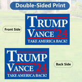 Probsin Trump Vance 2024 Yard Sign Double Sided 12" x 17" Trump Vance'24 Take America Back MAGA Signs Voted for Trump Vance Outdoor Decorations for Lawn, Garden, Window, Party Supplies (Blue)