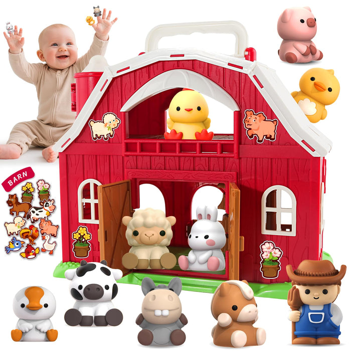 SpringFlower Toddler Toys for 1 2 3 Years Old Boys and Girls, Big Barn Toy with Farm Animal,Educational Montessori Toys, Farm Pretend Playset Toy, Christmas Birthday Gift for Toddler Baby Boys Girls