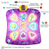 SUNLIN Dance Mat Toys for Girls Ages 3-10 | Dance Pad with LED Lights, Adjustable Volume, 9 Built-in Music, 7 Game Modes, 5 Challenge Levels | Christmas Birthday Gifts for 3 4 5 6 7 8+ Years Old Girl