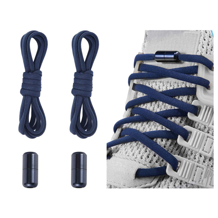 Alegrianan Elastic No Tie Shoe Laces For Adults,Kids,Elderly,One Size Fits All Navy Blue