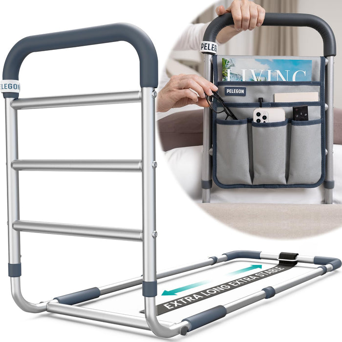 PELEGON FSA/HSA Eligible - Bed Rails for Elderly Adults Safety (300lb) - Adjustable Height Bed Assist Handle with Utility Bag - Bed Rail for Seniors & Surgery Patients - for Easier Bed Access