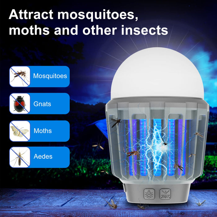 Wisely Bug Zapper Outdoor/Indoor Electric, USB-C Rechargeable Mosquito Killer Lantern Lamp, Portable Insect Electronic Zapper Indoor Trap, with LED Light 1PK Slate