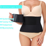 PAZ WEAN Abdominal Tummy Tuck Binder Post Op Belly Band Support Belt after Hysterectomy Surgery Recovery Compression Wrap for Stomach to Protect Incisions for Women Black