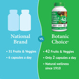 Botanic Choice Mega Fruits and Veggies Blend - 42 Fruit & Vegetable Superfood Capsules - Elderberry, Chlorella, Kale - Supplements - 60 Capsules