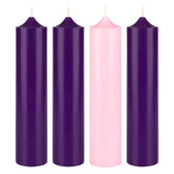 Mega Candles 4 pcs Unscented Advent Dome Top Pillar Candles, Hand Poured Wax Candles 2 Inch x 9 Inch, Holidays, Church, Decorations, Devotional, Celebration, Party & More