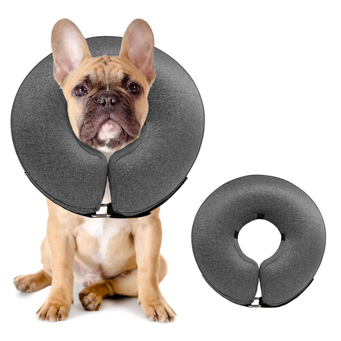 MIDOG Dog Cone Collar, Inflatable Dog Neck Donut Collar Alternative After Surgery, Soft Protective Recovery Cone for Small Medium Large Dogs and Cats Puppies - Alternative E Collar (Gray, M)