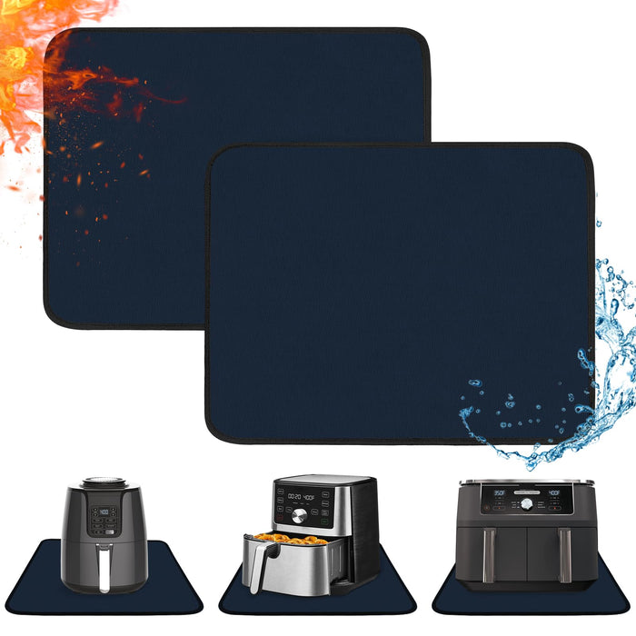 Amerbro Heat Resistant Mats for Countertop - Fireproof 16x24 in Heat Resistant Mats for Air Fryer - Kitchen Countertop Protector Hot Pad for Air Fryer, Coffee Maker, Stand Mixer, Oven - Blue - 2PCS