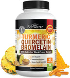 Turmeric Quercetin with Bromelain Supplement - Natural Extra Strength Immune and Joint Support with BioPerine Black Pepper for Max Absorption - Organic Tumeric Bromelain Supplement Vegan Safe, Non-GMO