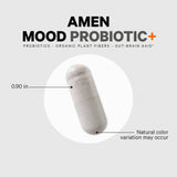 Amen Mood Probiotic Supplement 51 Billion CFU - Organic Prebiotics and Probiotics - Acidophilus Probiotic Pills, Fibers - Mood Organic Ashwagandha, Blueberries - Vegan & Non-GMO - 60 Capsules