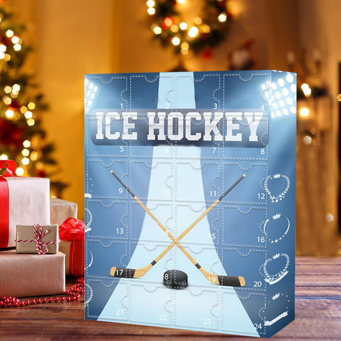 Hockey Advent Calendar 2024- The One With 24 Little Doors, Holiday Gift 24 Day Countdown,Ice Ball Decoration Miniature Keepsake for Home Classroom Christmas Decoration