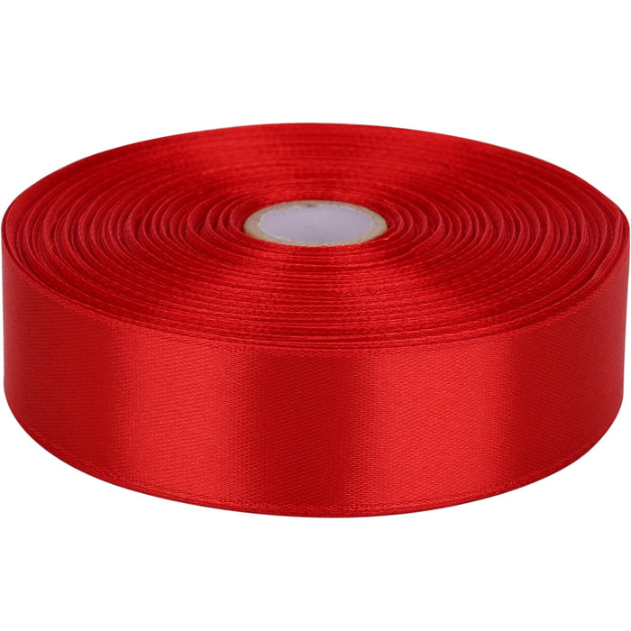 Baocuan 1 inch Red Satin Ribbon 50 Yards Solid Fabric Ribbons Roll for Wedding Invitations, Bridal Bouquets, Sewing, Party Decorations, Gift Wrapping and More