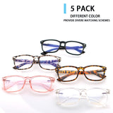 VIDEBLA 5 Pack Blue Light Blocking Reading Glasses,Spring Hinge Computer Readers for Women Men,Anti UV Ray Filter Nerd Eyeglasses (Mix, 0.50)