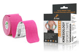 JB Tape, Precut Kinesiology Strips 4 Rolls- (80 Count, 10") Elastic, Latex-Free, Water Resistant, Athletic Sports Tape for Body, Joint & Muscle Support. (Pink)