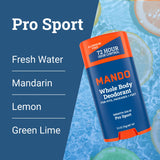 Mando Whole Body Deodorant For Men - Smooth Solid Stick - 72 Hour Odor Control - Aluminum Free, Baking Soda Free, Skin Safe - 2.6 ounce (Pack of 2) - Pro Sport