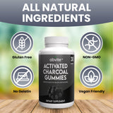 Abvite Plant-Based Activated Charcoal Gummies, Gas and Bloating Relief, Organic Charcoal. Anti-Bloating, Detox Supplement for Men and Women and Kids. 30-Day Supply.