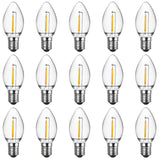 Meconard LED Night Light Bulb, C7 E12 Candelabra Replacement Bulbs for Christmas Village Houses, Salt Lamps, Window Candles, Chandeliers, 0.6W Equ 4W 5W 6W 7W Incandescent Bulbs, Warm White, 15 Pack