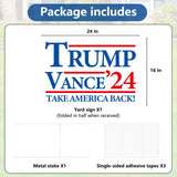 Probsin Trump Vance 2024 Yard Sign Double Sided 16" x 24" Trump Vance'24 Take America Back MAGA Signs Voted for Trump Vance Outdoor Decorations for Lawn, Garden, Window, Party Supplies (White)