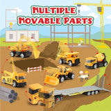 Advent Calendar: Alloy Construction Engineering Vehicle Toy Sets Plus 2 Mats, Christmas Gifts Toys for 3-8 Year Old Boy, Stocking Stuffer Christmas Countdown for Boys| Toddler| Kids (yellow)