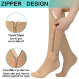 Athbavib 3 Pairs Zipper Compression Socks, 15-20 mmHg Closed Toe Compression Stocking with Zipper for Women and Men