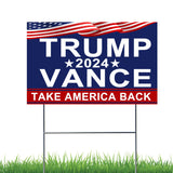 LCCBRO Trump JD Vance 2024 Yard Sign 12''x18'' Double Sided with Stand, Trump Vance 2024 Lawn Sign, Take America Back Yard Signs and Heavy Duty Metal H-Frames