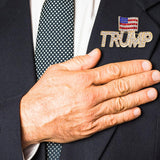 Crystal Trump Pins with The USA Flag,Rhinestone Trump Lapel Brooches Souvenir for United States of 2024 Presidential Election Trump Maga Merchandise