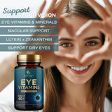 Eye Vitamins & Mineral Supplement, Contains Lutein, Zeaxanthin, Bilberry & Zinc, Supports Eye Strain, Vision Health & Dryness for Adults with Vitamin C & E, Non-GMO, Vegan - 120 Capsules