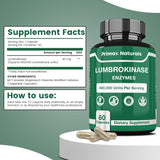 Lumbrokinase Supplement - Lumbrokinase 40 mg per Serving (Max Activity - 800,000 units) Lumbrokinase Enzymes supplement (Similar to Nattokinase) Non GMO, Soy Free, Gluten Free (60 Capsules)