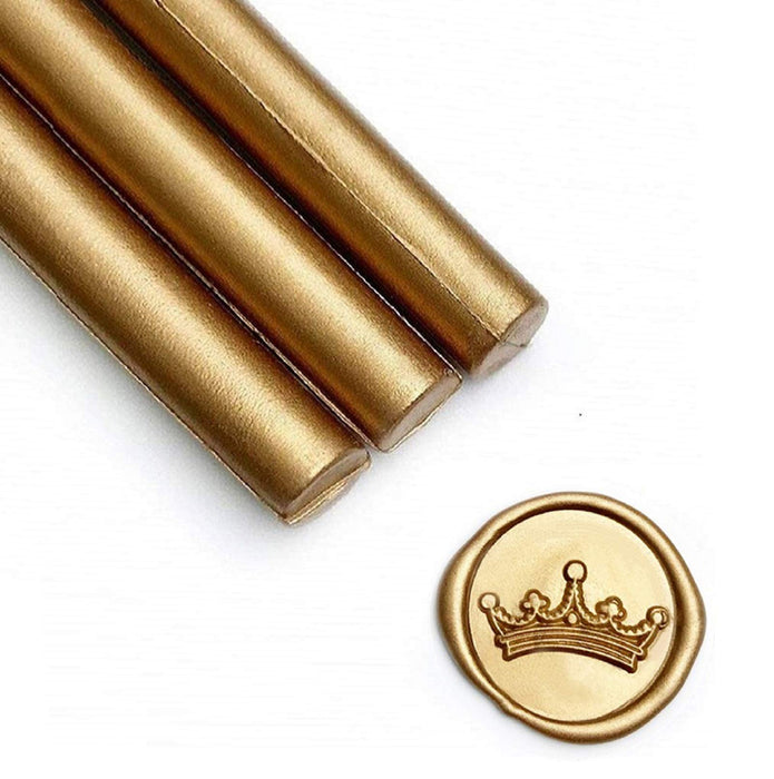 UNIQOOO Mailable Glue Gun Sealing Wax Sticks for Wax Seal Stamp - Metallic Antique Gold, Great for Wedding Invitations, Cards Envelopes, Snail Mails, Wine Packages, Christmas Gift Ideas, Pack of 8