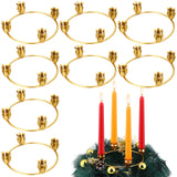 Sliner 8 Pcs Christmas Flower Advent Wreath Ring Taper Gold Advent Ring Metal Advent Ring Candle Holder for Home Centerpiece Decor Table Decorations